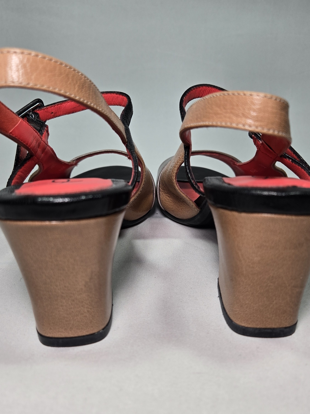 Pas de Rouge Gaia Sandal Two Tone Leather Sling Back Womens EU 38 US 7.5 Luxury - Picture 7 of 9